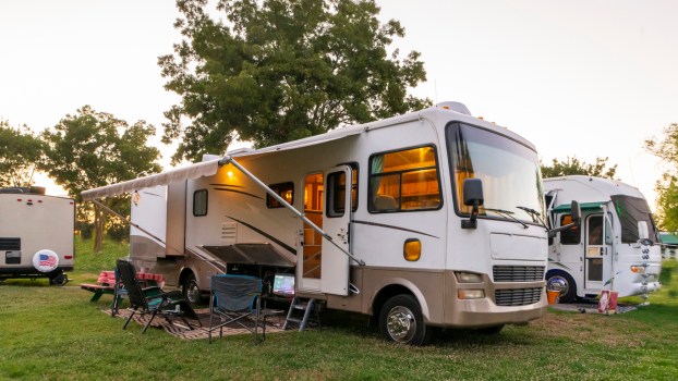 An RV in a camping spot