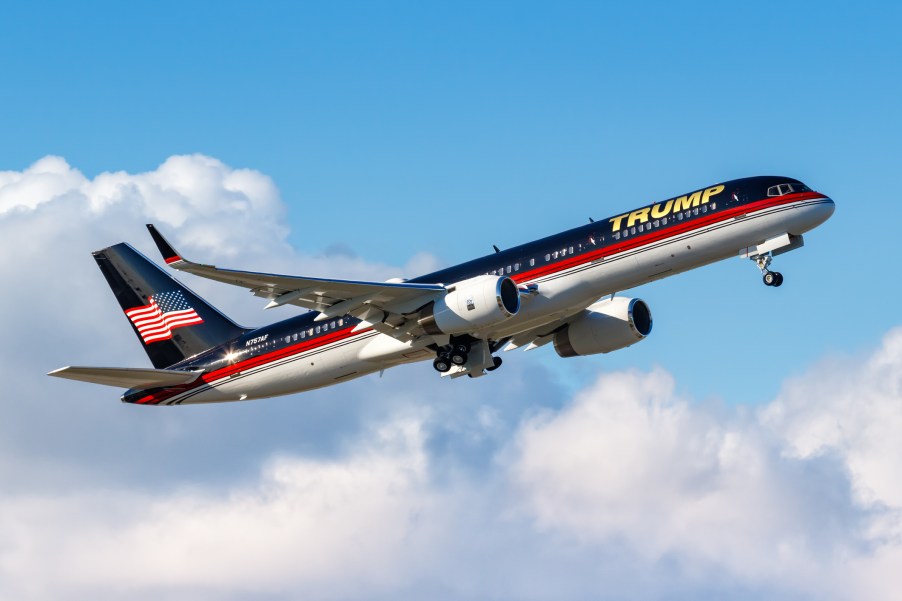 Trump's airplane taking off into the sky