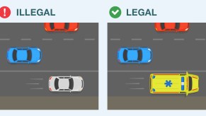 A chart showing when its legal to use the emergency lane