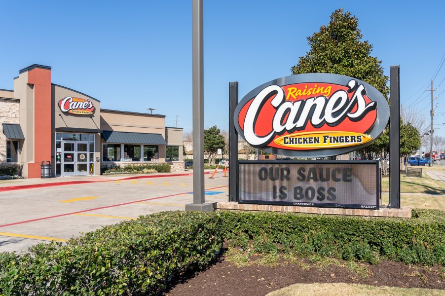 Raising Cane's exterior, a teenage driver was stopped after speeding 118 mph on the way to Cane's