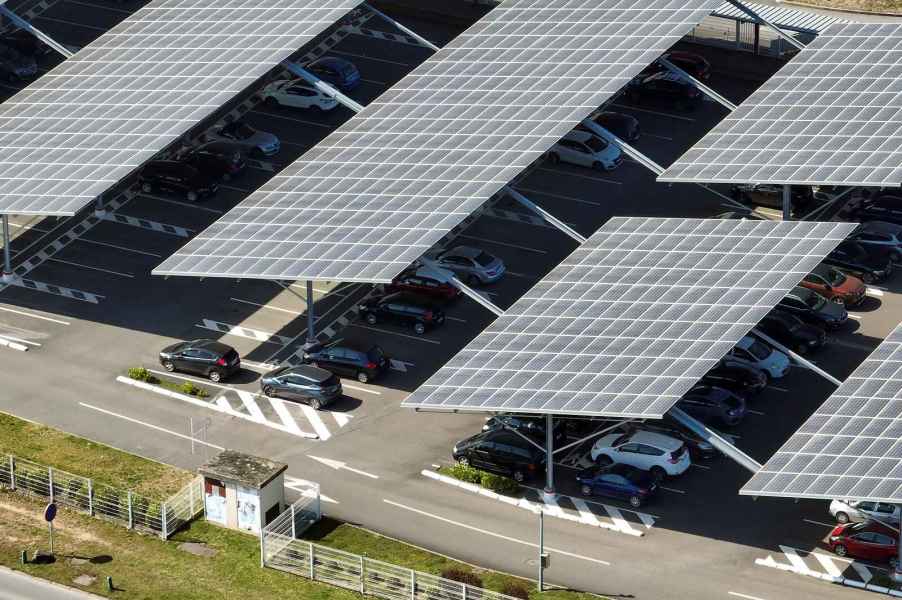 Solar panel covered parking lot