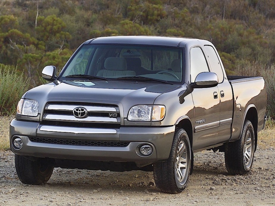 The 1999 Toyota Tundra on a gravel road