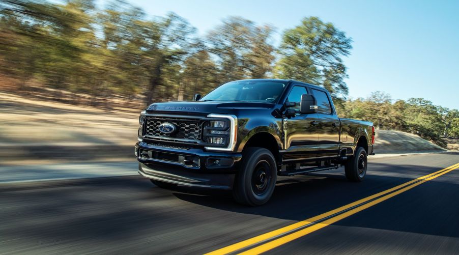 A 2024 Ford Super Duty truck on the road