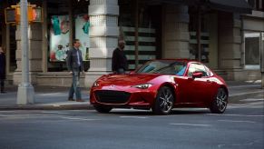 A 2024 Mazda MX-5 is a popular red car choice among sports car fans and a popular traffic stop for police officers.