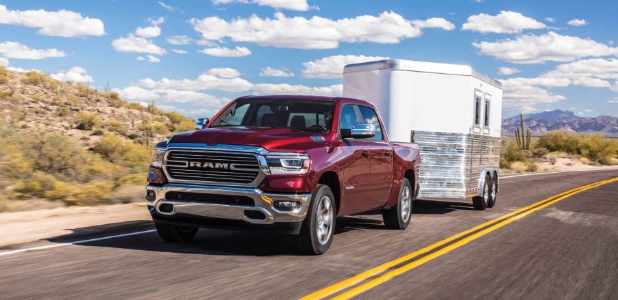 The 2024 Ram 1500 towing a trailer