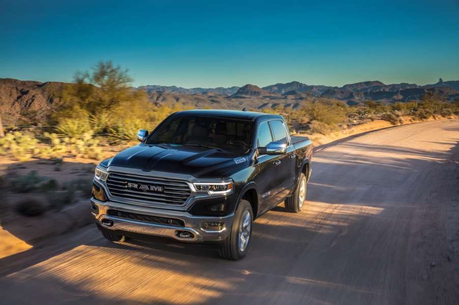 The 2024 Ram 1500 on a dirt road