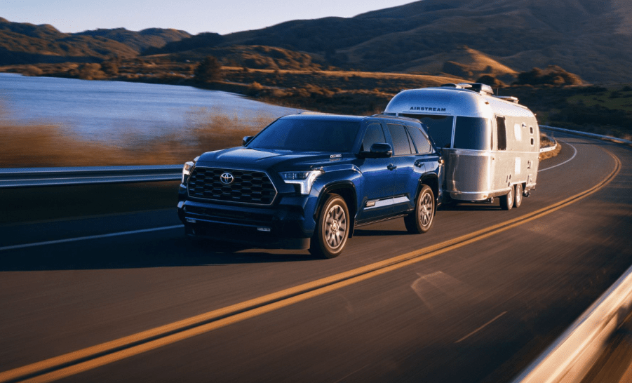 The 2024 Toyota Sequoia towing a trailer