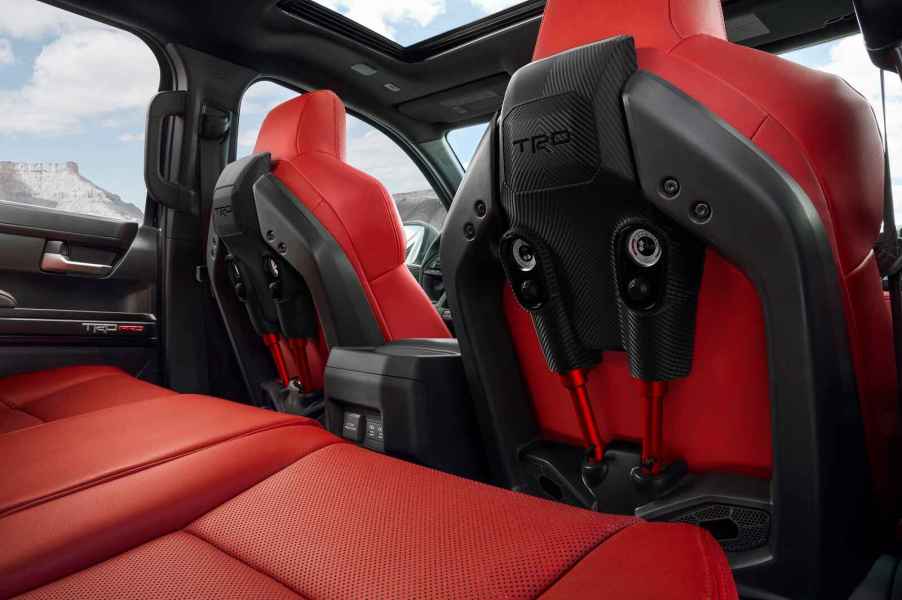 2024 Toyota Tacoma TRD Pro front and rear seats pictured from behind