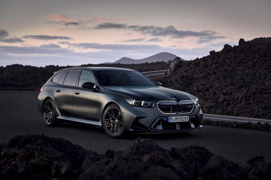 A 2025 BMW M5 Touring shows off its super-wagon styling.