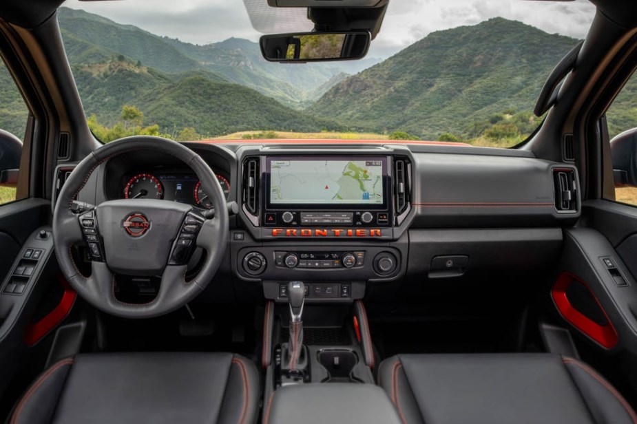 The interior and dash of the 2025 Nissan Frontier interior