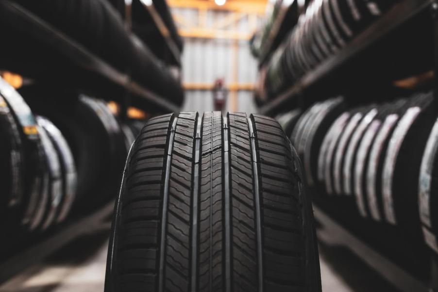 A tire shop shows off its summer tires and all-season tires.