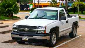 White Chevrolet Silverado pickup truck