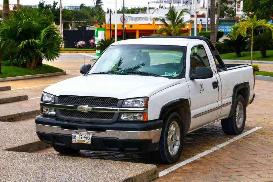 White Chevrolet Silverado pickup truck