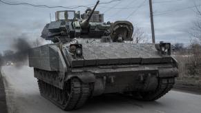 A Bradley Fighting Vehicle used by the military of Ukraine to fight Russia.