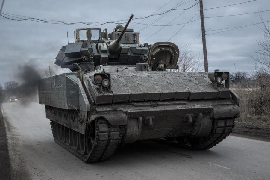 A Bradley Fighting Vehicle used by the military of Ukraine to fight Russia.