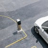 Aerial view of Tesla EV charging