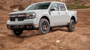 The 2024 Ford Maverick off-roading in dirt