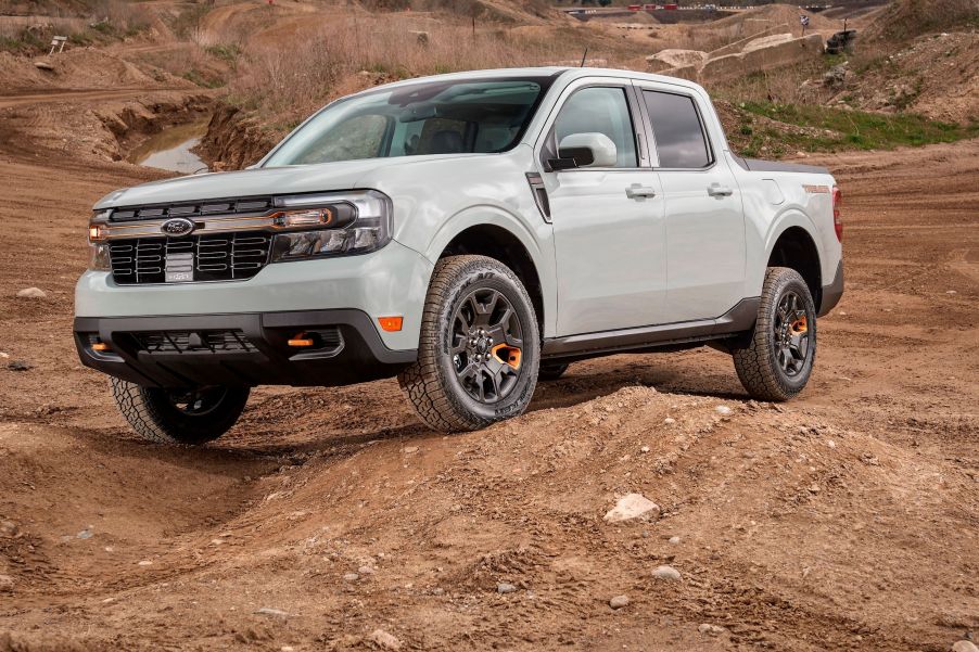 The 2024 Ford Maverick off-roading in dirt