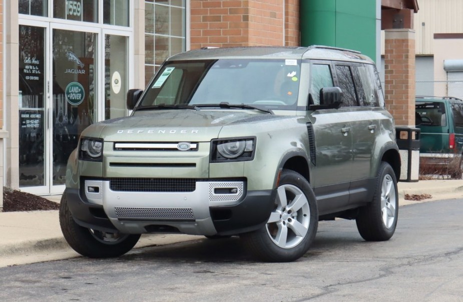 The 2024 Land Rover Defender parked in the city 