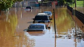 A series of flooded cars show poor hurricane preparedness.