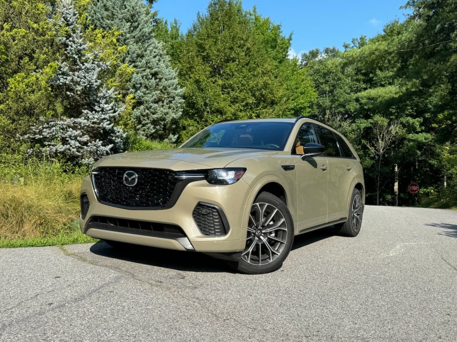 The 2025 Mazda CX-70 parked by trees