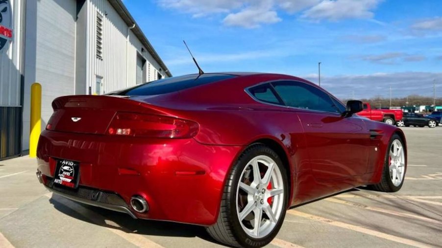 Rear of a red Aston Martin Vantage V8 supercar.