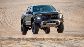 The 2025 Ford F-150 jumping sand dunes