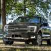 The most popular model among American trucks, a Ford F-150 shows off its front end.