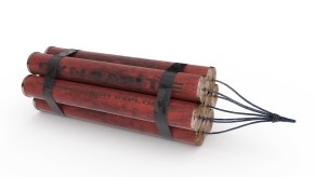 Dynamite sticks in front of a white background.