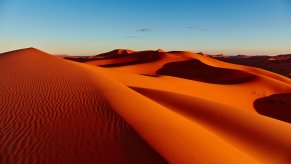 Sandy sahara dunes in the desert of Morocco.