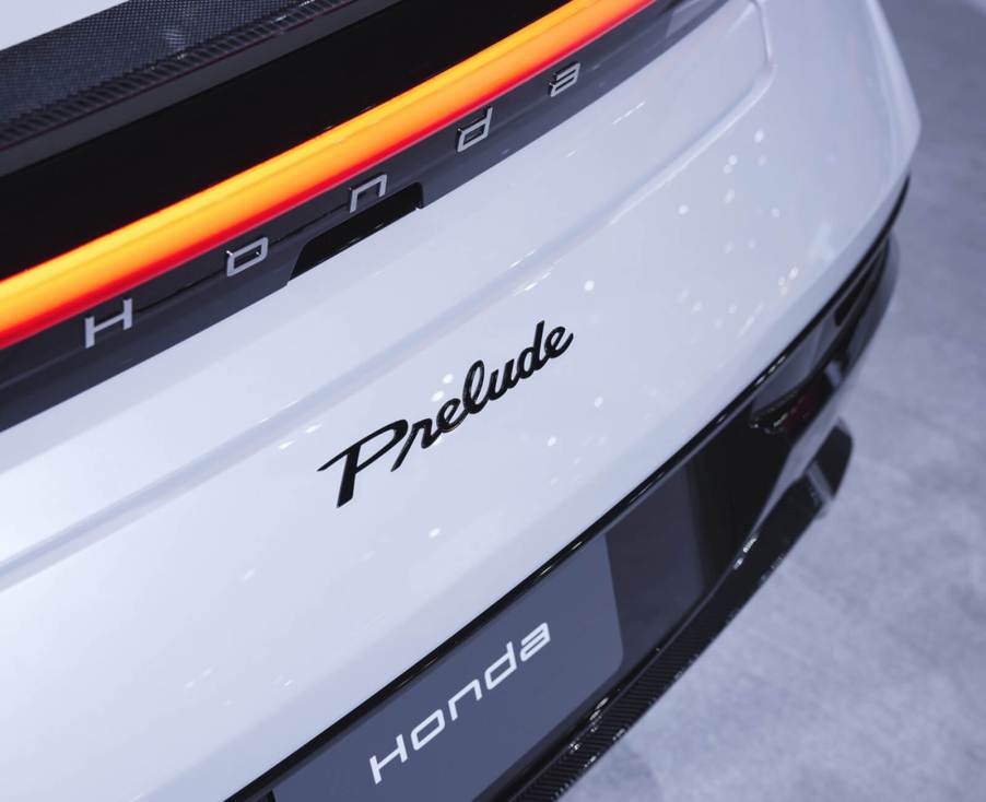 A new Honda Prelude shows off its badge and rear lighting.