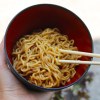 Cup of noodles for breakfast in Tokyo Metro station