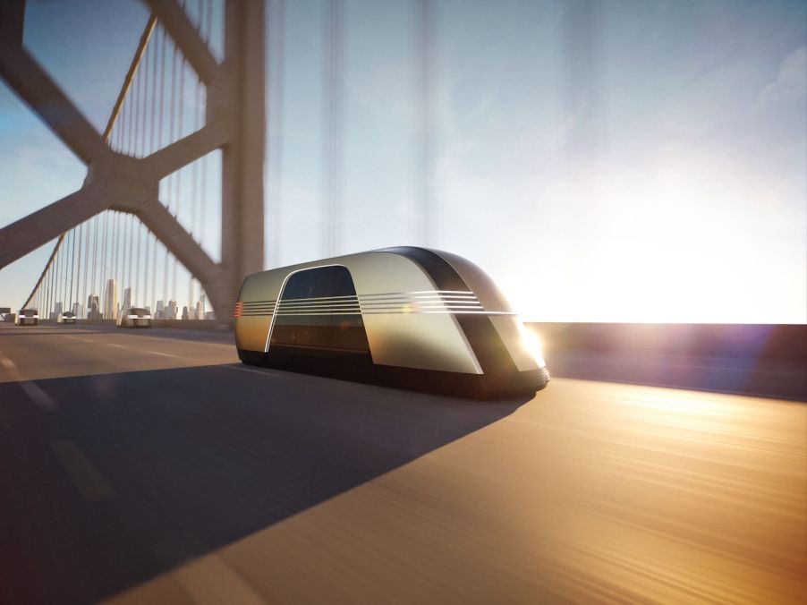 A Tesla Robovan, which Elon Musk claims will change city transportation.