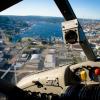 View of Seattle from the cockpit of an airplane coming in for a landing.