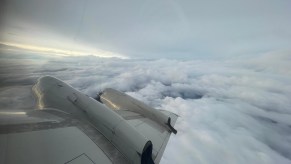 An image of a hurricane flight from the NOAA in 2023