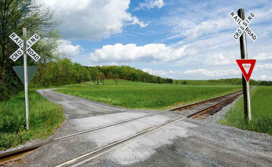 A railroad crossing in rural Virginia, USA