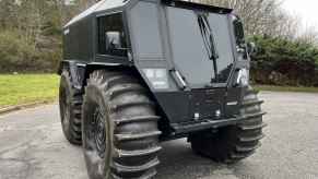 A Quadro Sherp Pro UTV parked outside in right front angle view