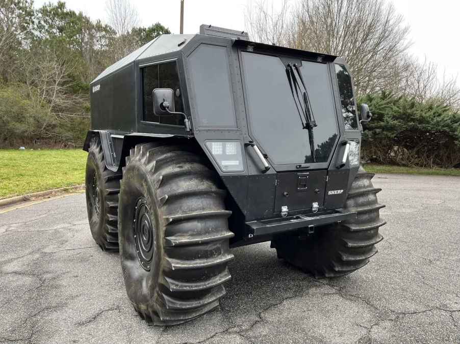 A Quadro Sherp Pro UTV parked outside in right front angle view